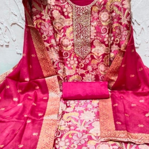 Fancy Dress Material with pure Chiffon dupatta